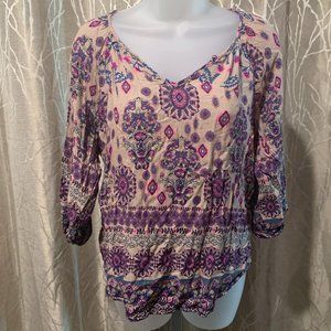 Verse Size Medium Women's Shirt Blouse Brown Purple Pink Stitch Fix
